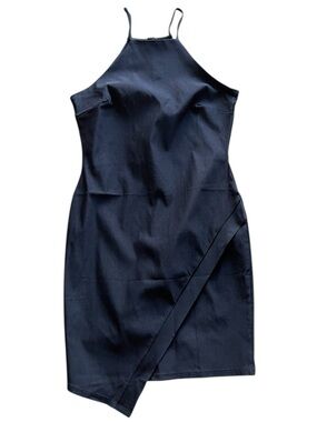 Love Culture Black Halter Neck Asymmetrical Midi Dress